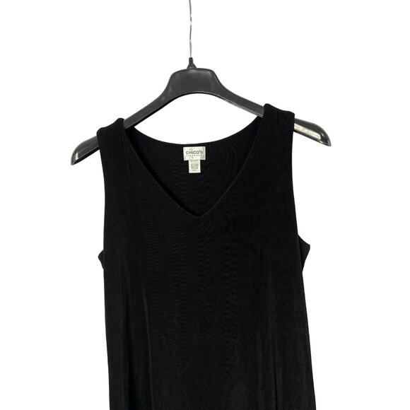 Vintage Y2K Chico's Travelers A-Line Midi Dress Size 3 (US XL) Black - Picture 2 of 7